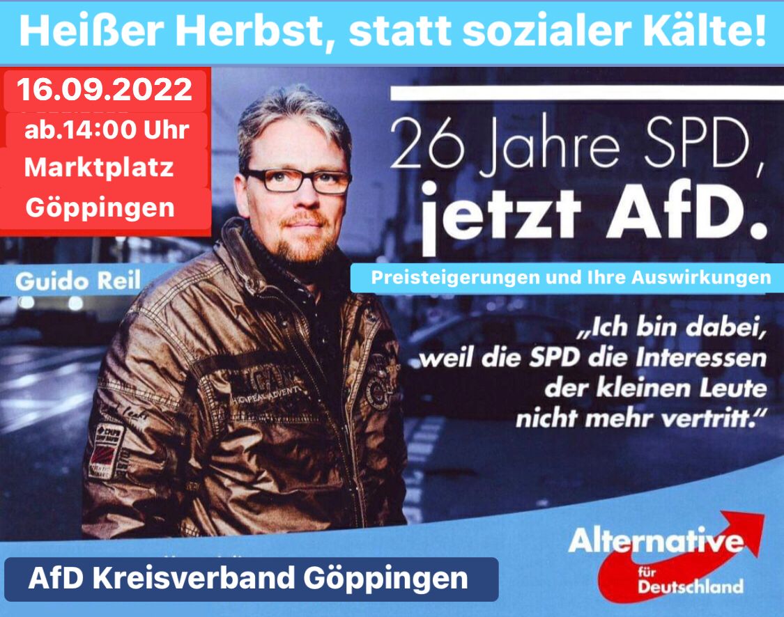 Heißer Herbst statt soziale Kälte! Guido Reil kommt nach Göppingen!